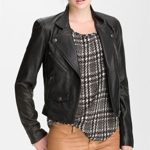Women's black leather jacket